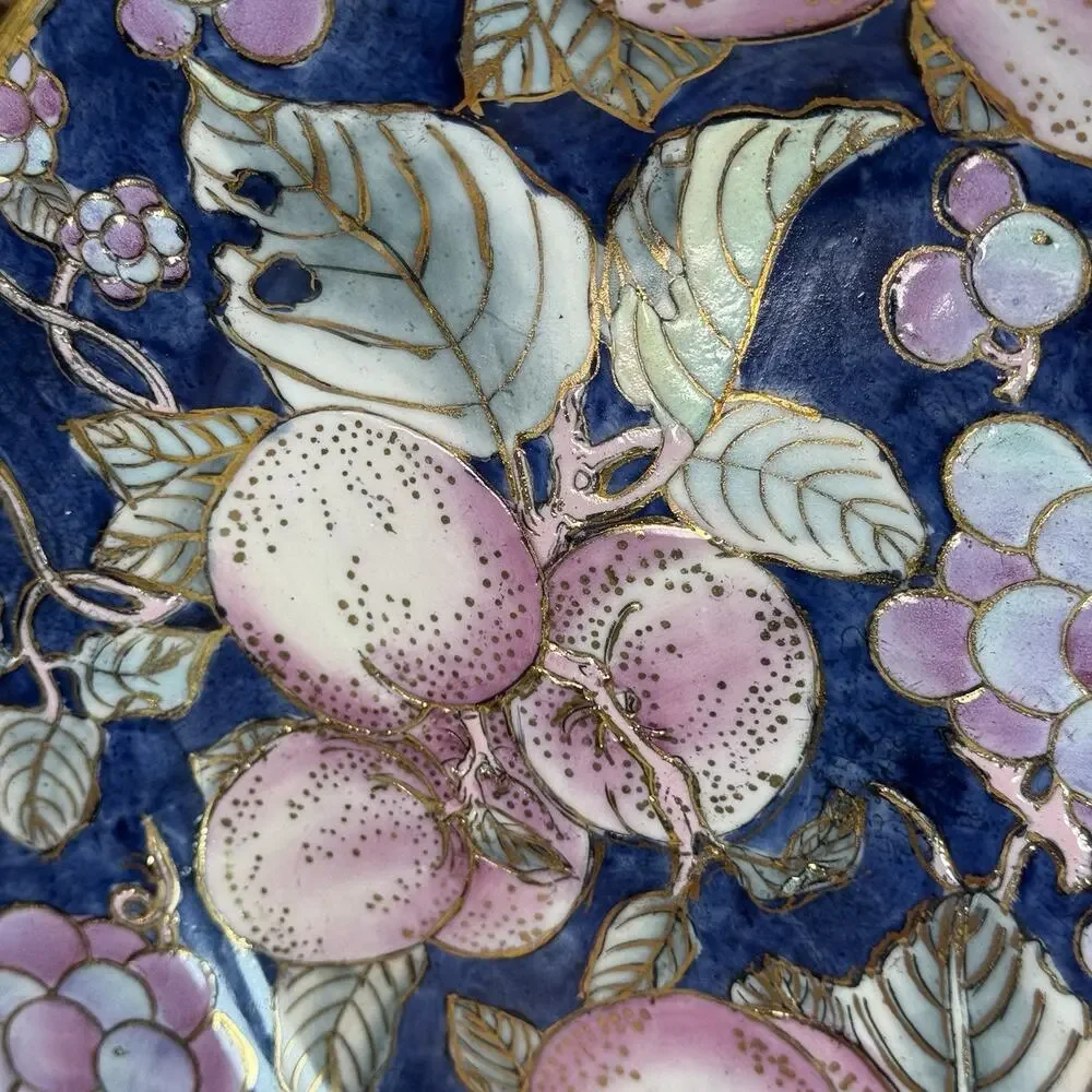 TOYO MACAU Porcelain Plate Hand Painted‎ Gold Moriage & Enamel Plums China